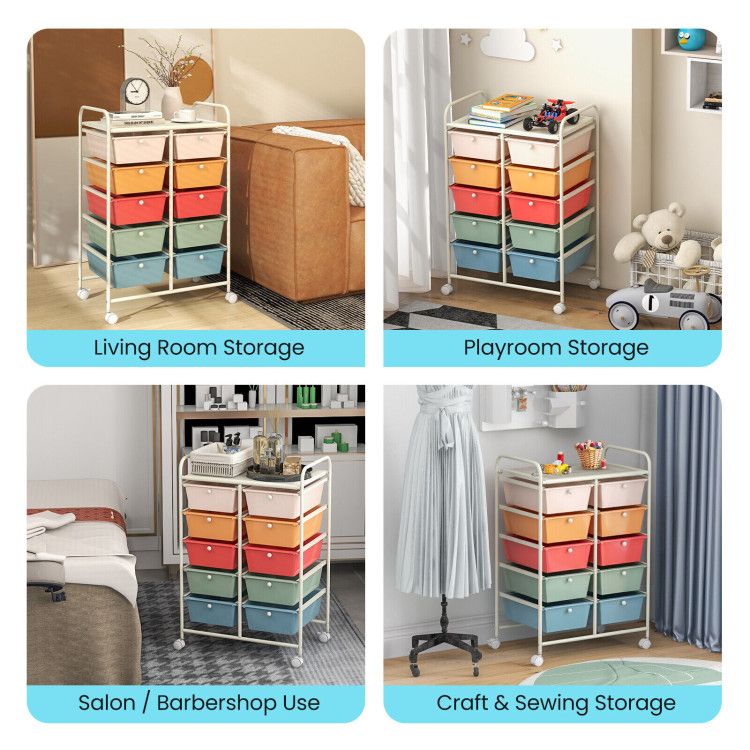 10-Drawer Rolling Storage Cart - Renee Lane Company