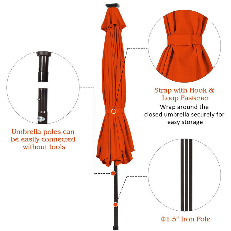 10 Feet Outdoor Patio Umbrella with Bright Solar LED Lights - Renee Lane Company