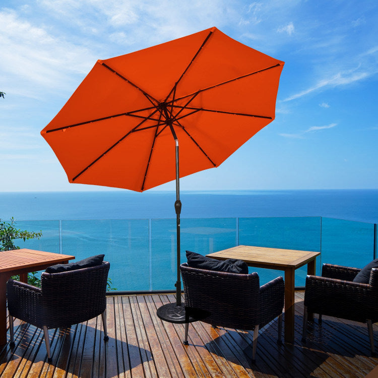 10 Feet Outdoor Patio Umbrella with Bright Solar LED Lights - Renee Lane Company