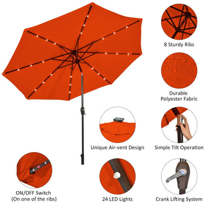 10 Feet Outdoor Patio Umbrella with Bright Solar LED Lights - Renee Lane Company