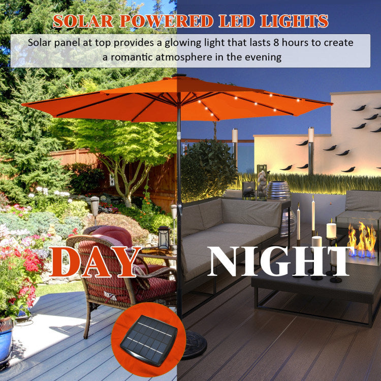 10 Feet Outdoor Patio Umbrella with Bright Solar LED Lights - Renee Lane Company