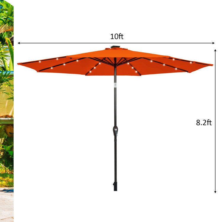 10 Feet Outdoor Patio Umbrella with Bright Solar LED Lights - Renee Lane Company