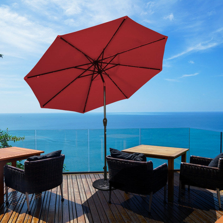 10 Feet Outdoor Patio Umbrella with Bright Solar LED Lights - Renee Lane Company