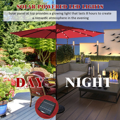10 Feet Outdoor Patio Umbrella with Bright Solar LED Lights - Renee Lane Company