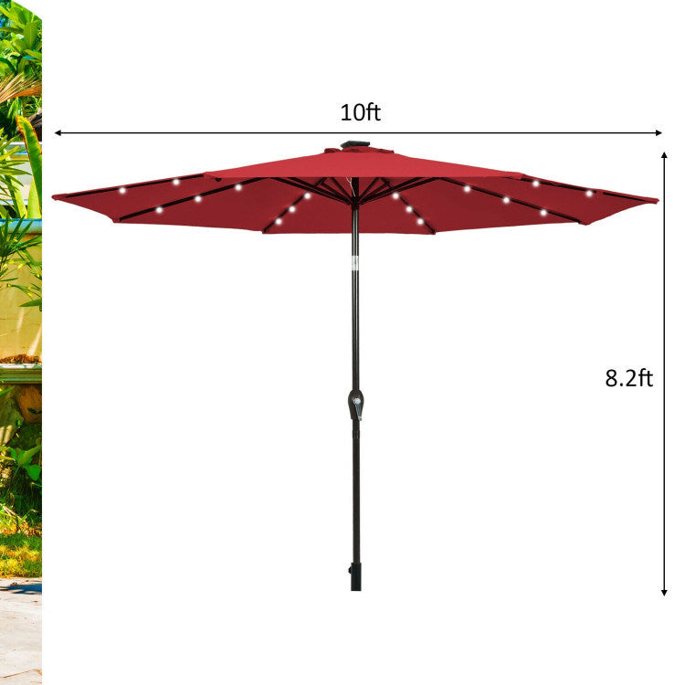 10 Feet Outdoor Patio Umbrella with Bright Solar LED Lights - Renee Lane Company