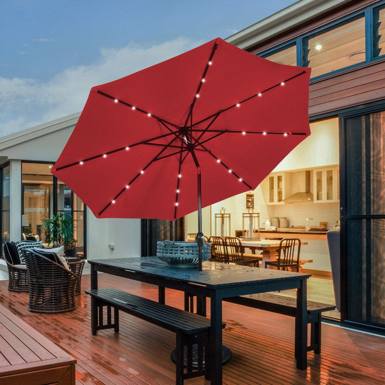10 Feet Outdoor Patio Umbrella with Bright Solar LED Lights - Renee Lane Company