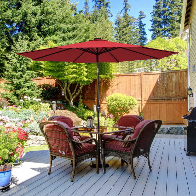 10 Feet Outdoor Patio Umbrella with Bright Solar LED Lights - Renee Lane Company