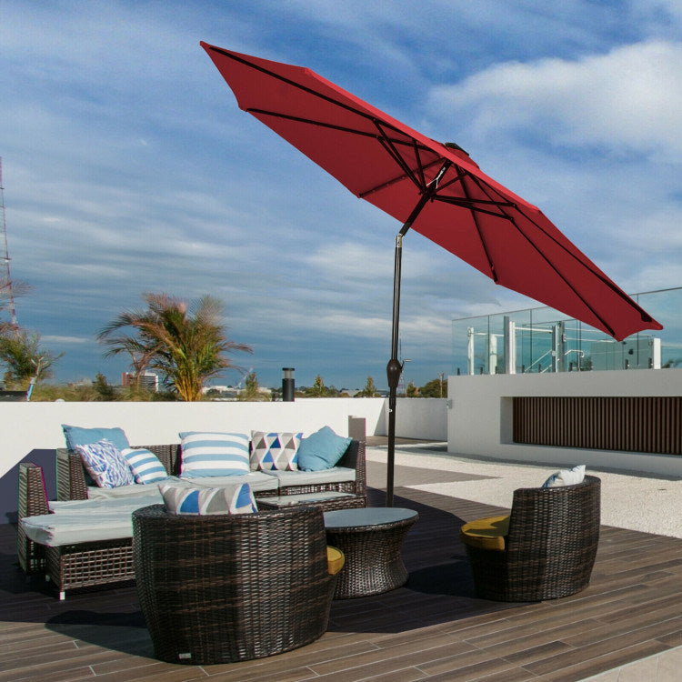 10 Feet Outdoor Patio Umbrella with Bright Solar LED Lights - Renee Lane Company