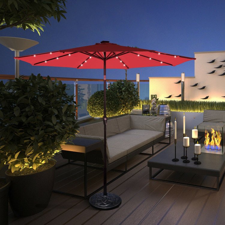 10 Feet Outdoor Patio Umbrella with Bright Solar LED Lights - Renee Lane Company