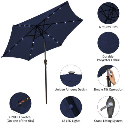10 Feet Outdoor Patio Umbrella with Bright Solar LED Lights - Renee Lane Company