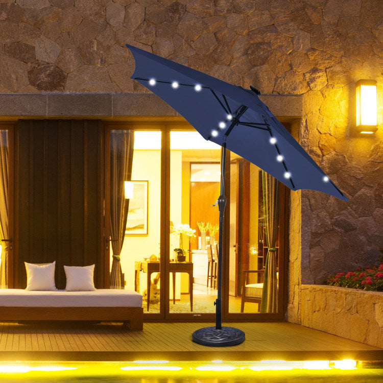10 Feet Outdoor Patio Umbrella with Bright Solar LED Lights - Renee Lane Company