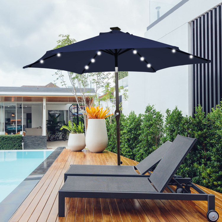 10 Feet Outdoor Patio Umbrella with Bright Solar LED Lights - Renee Lane Company