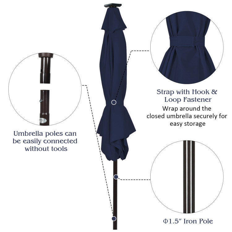 10 Feet Outdoor Patio Umbrella with Bright Solar LED Lights - Renee Lane Company