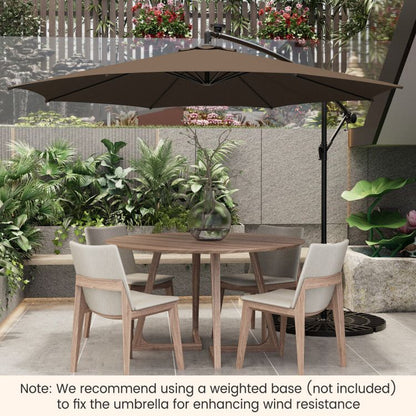 10 Feet Patio Offset Umbrella with 112 Solar-Powered LED Lights - Renee Lane Company