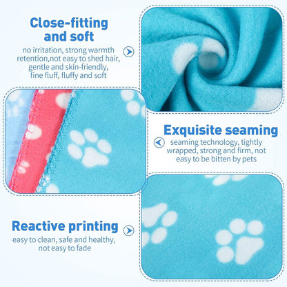 10 Pieces Pet Blankets with Paw Print Dog Cat Fleece Blankets Soft Warm Sleep Mat Pad Bed Cover for Kitten Puppy and Other Small Animals, 24 x 28 Inch - Renee Lane Company