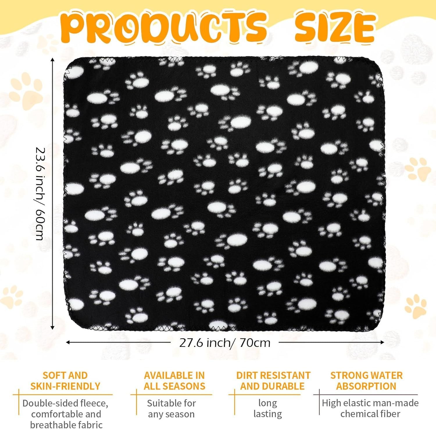 10 Pieces Pet Blankets with Paw Print Dog Cat Fleece Blankets Soft Warm Sleep Mat Pad Bed Cover for Kitten Puppy and Other Small Animals, 24 x 28 Inch - Renee Lane Company