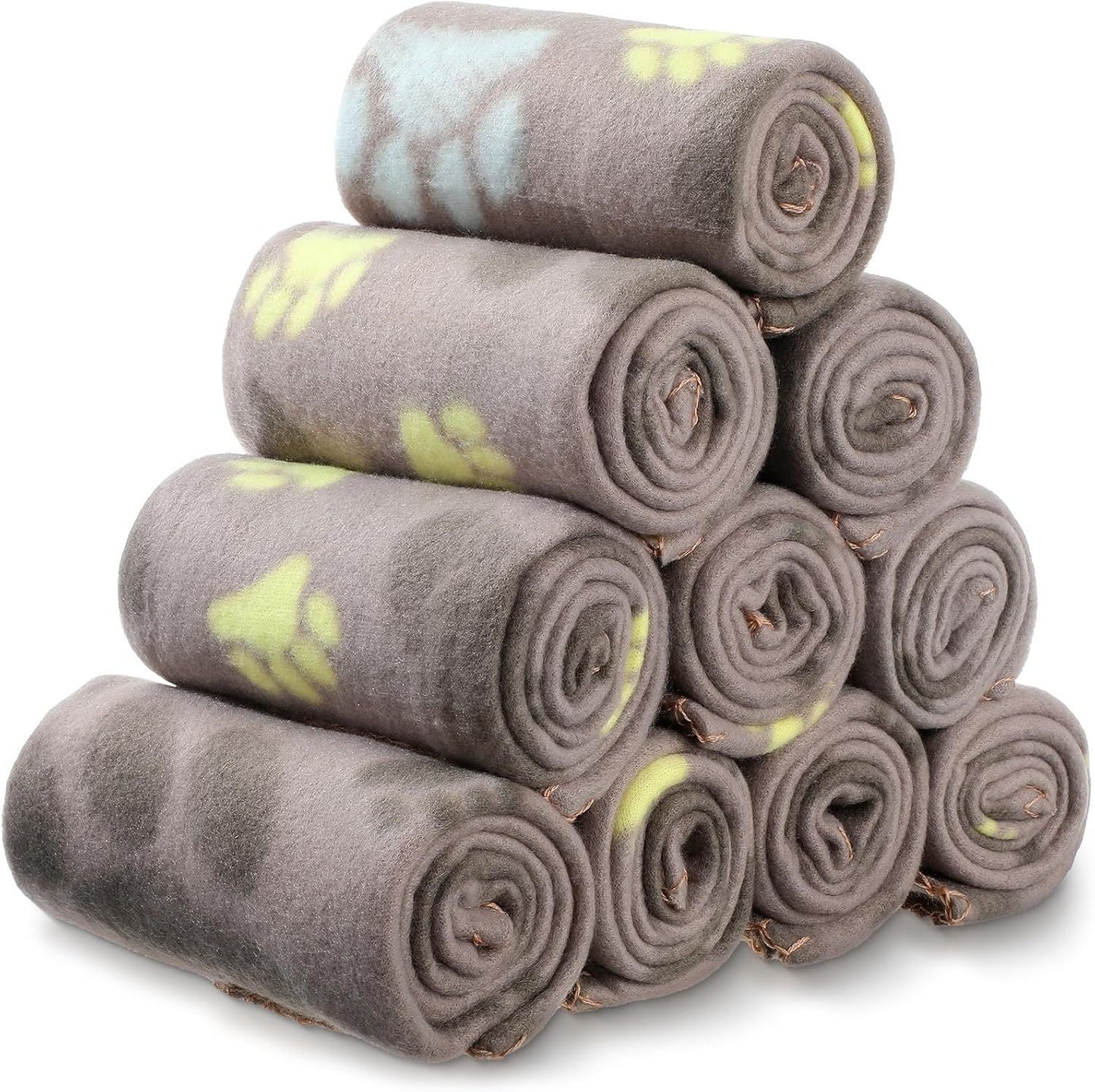 10 Pieces Pet Blankets with Paw Print Dog Cat Fleece Blankets Soft Warm Sleep Mat Pad Bed Cover for Kitten Puppy and Other Small Animals, 24 x 28 Inch - Renee Lane Company