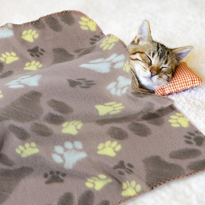 10 Pieces Pet Blankets with Paw Print Dog Cat Fleece Blankets Soft Warm Sleep Mat Pad Bed Cover for Kitten Puppy and Other Small Animals, 24 x 28 Inch - Renee Lane Company