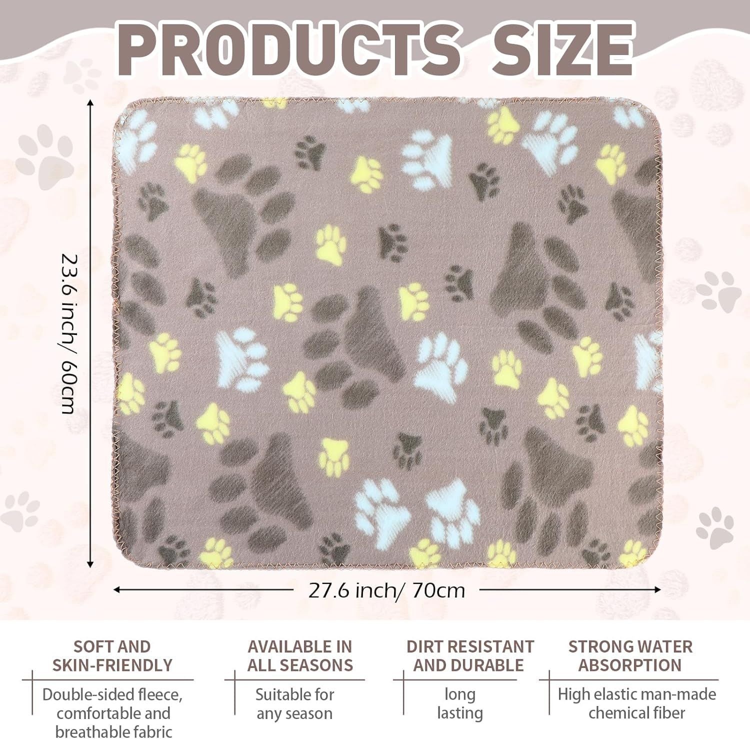 10 Pieces Pet Blankets with Paw Print Dog Cat Fleece Blankets Soft Warm Sleep Mat Pad Bed Cover for Kitten Puppy and Other Small Animals, 24 x 28 Inch - Renee Lane Company