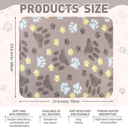 10 Pieces Pet Blankets with Paw Print Dog Cat Fleece Blankets Soft Warm Sleep Mat Pad Bed Cover for Kitten Puppy and Other Small Animals, 24 x 28 Inch - Renee Lane Company