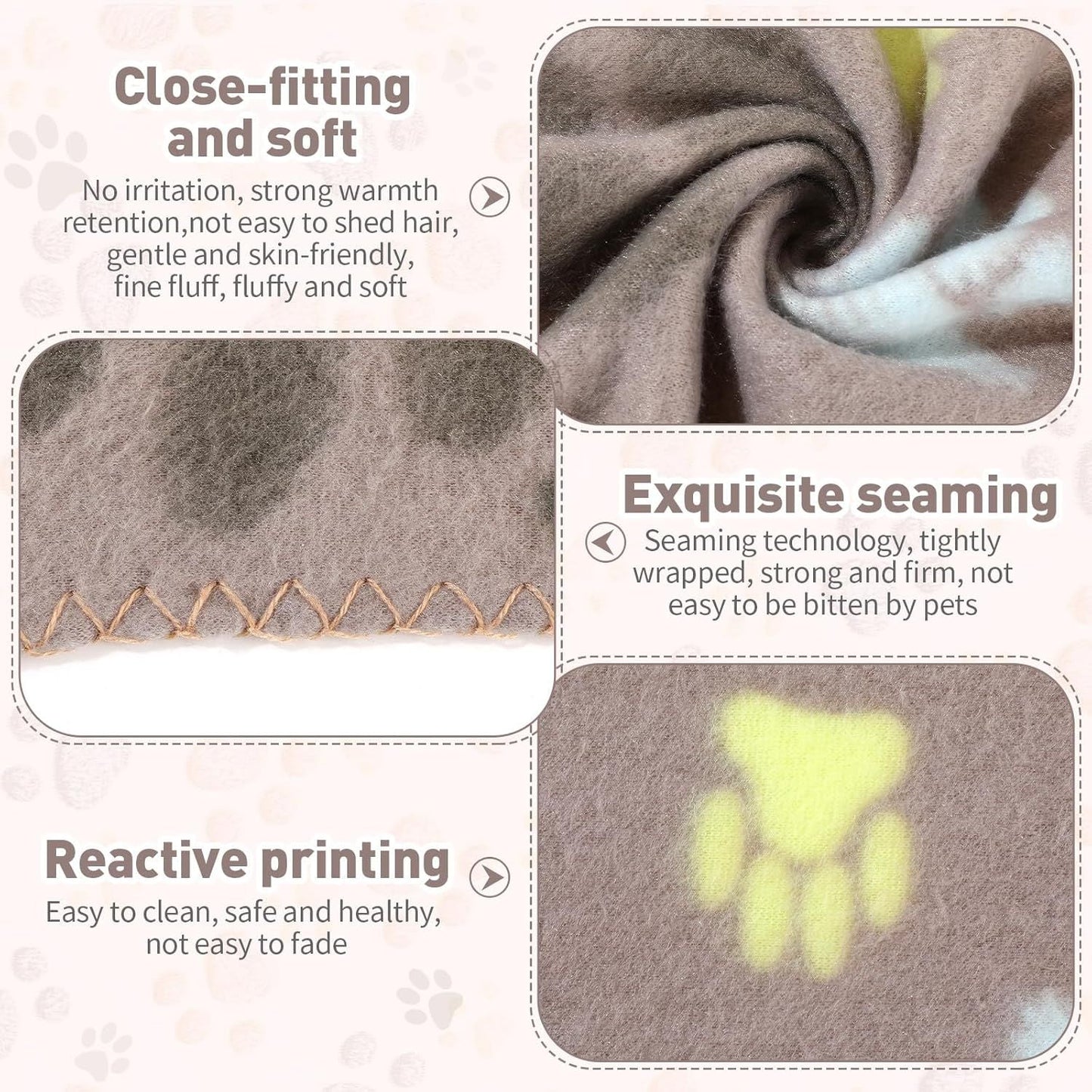 10 Pieces Pet Blankets with Paw Print Dog Cat Fleece Blankets Soft Warm Sleep Mat Pad Bed Cover for Kitten Puppy and Other Small Animals, 24 x 28 Inch - Renee Lane Company