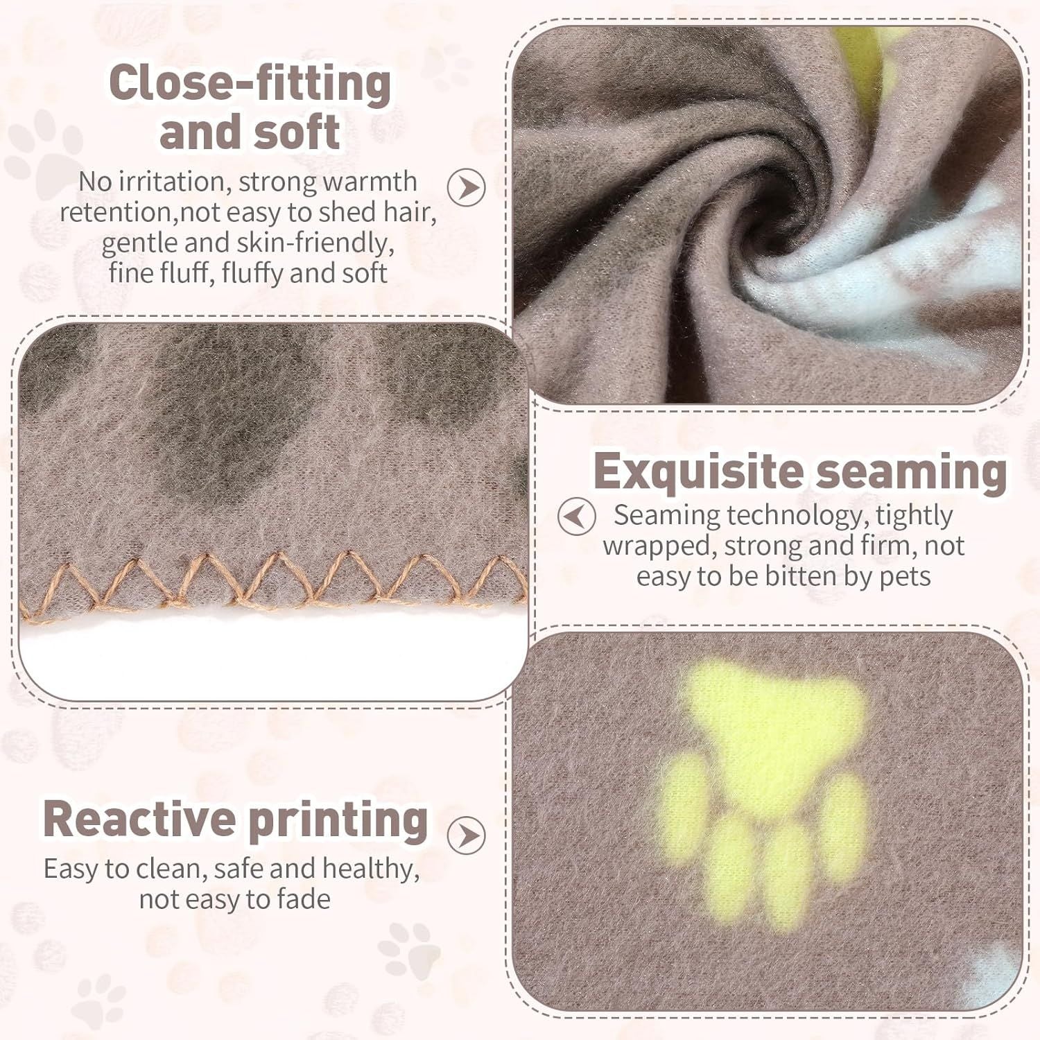 10 Pieces Pet Blankets with Paw Print Dog Cat Fleece Blankets Soft Warm Sleep Mat Pad Bed Cover for Kitten Puppy and Other Small Animals, 24 x 28 Inch - Renee Lane Company