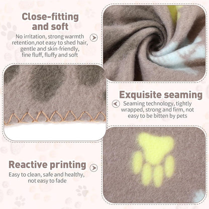 10 Pieces Pet Blankets with Paw Print Dog Cat Fleece Blankets Soft Warm Sleep Mat Pad Bed Cover for Kitten Puppy and Other Small Animals, 24 x 28 Inch - Renee Lane Company