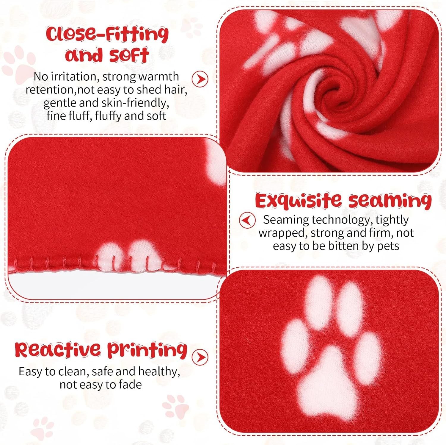 10 Pieces Pet Blankets with Paw Print Dog Cat Fleece Blankets Soft Warm Sleep Mat Pad Bed Cover for Kitten Puppy and Other Small Animals, 24 x 28 Inch - Renee Lane Company