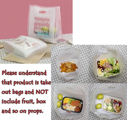 100 Pack Plastic Handle Retail Bags for Party Favor Salad Bento Carry Out Packing - Renee Lane Company