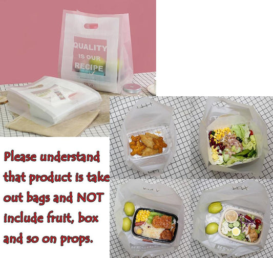 100 Pack Plastic Handle Retail Bags for Party Favor Salad Bento Carry Out Packing - Renee Lane Company