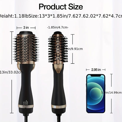 1000W Hot Air Brush and One-Step Hair Dryer with Volumizer - Soft Touch Pink Styler for Smooth and Shiny Hair - Perfect Gift for Hair Curler and Straightener - Renee Lane Company