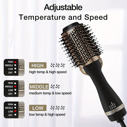1000W Hot Air Brush and One-Step Hair Dryer with Volumizer - Soft Touch Pink Styler for Smooth and Shiny Hair - Perfect Gift for Hair Curler and Straightener - Renee Lane Company