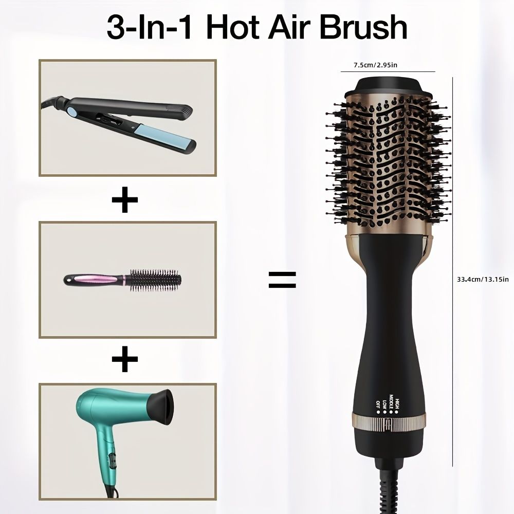 1000W Hot Air Brush and One-Step Hair Dryer with Volumizer - Soft Touch Pink Styler for Smooth and Shiny Hair - Perfect Gift for Hair Curler and Straightener - Renee Lane Company