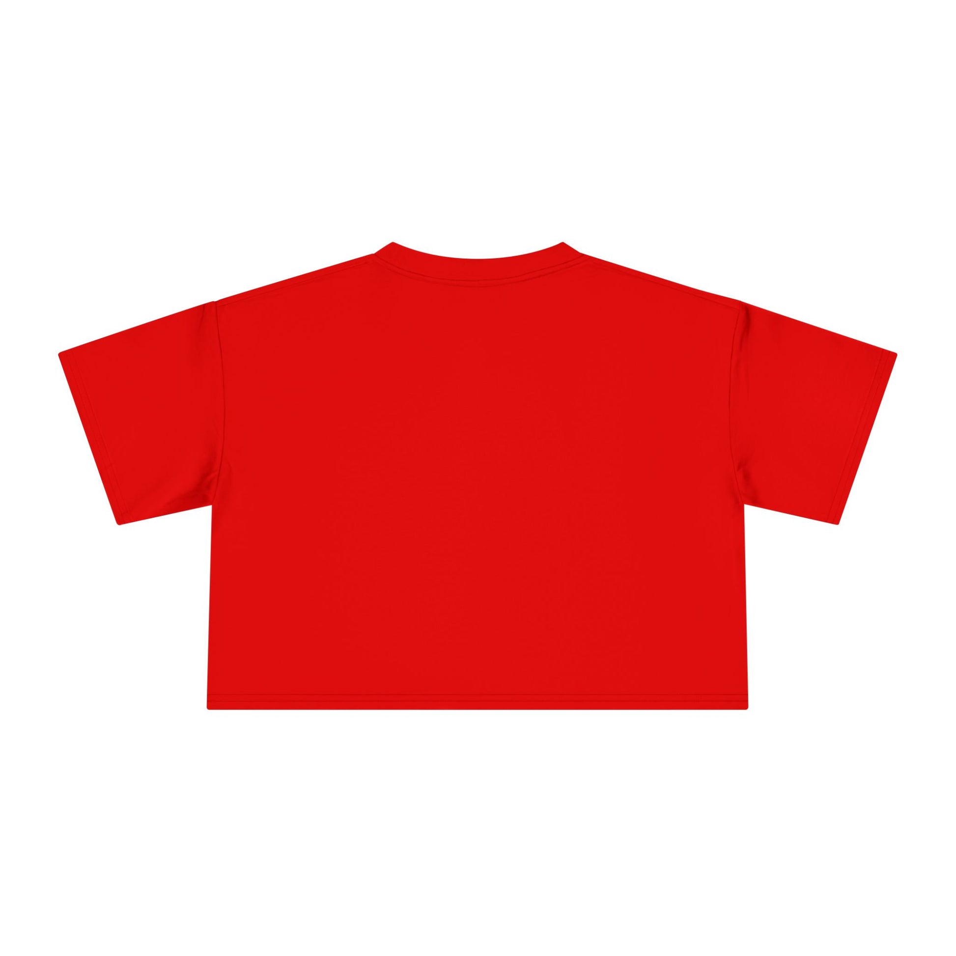 Crop graphic tee, red plain back with crew neckline