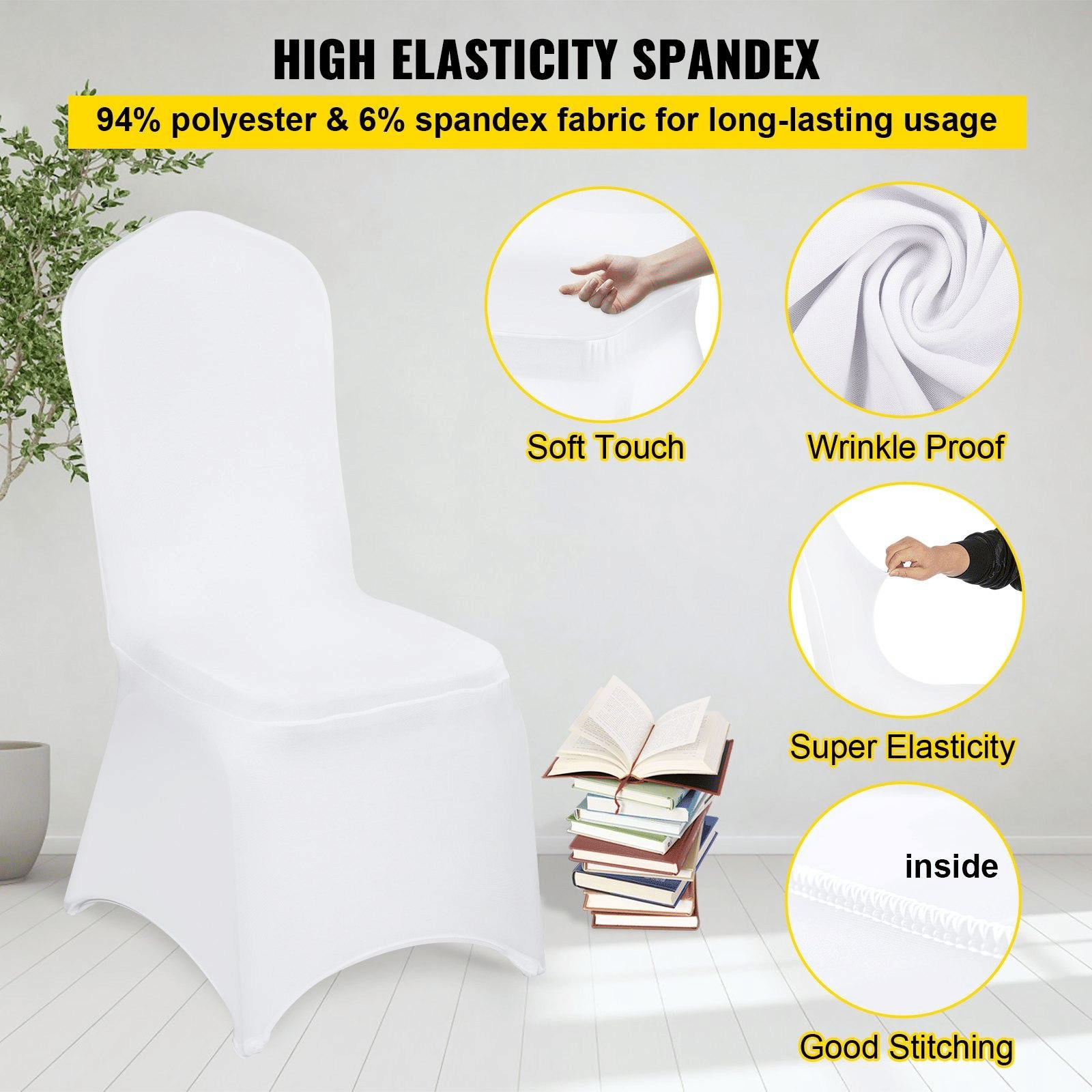 100PCS White Chair Covers Stretch Spandex Folding for Wedding Party Dining - Renee Lane Company