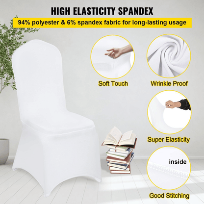 100PCS White Chair Covers Stretch Spandex Folding for Wedding Party Dining - Renee Lane Company