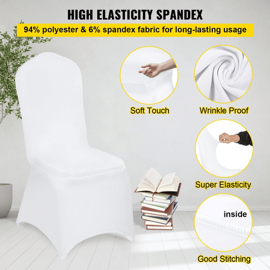 100PCS White Chair Covers Stretch Spandex Folding for Wedding Party Dining - Renee Lane Company