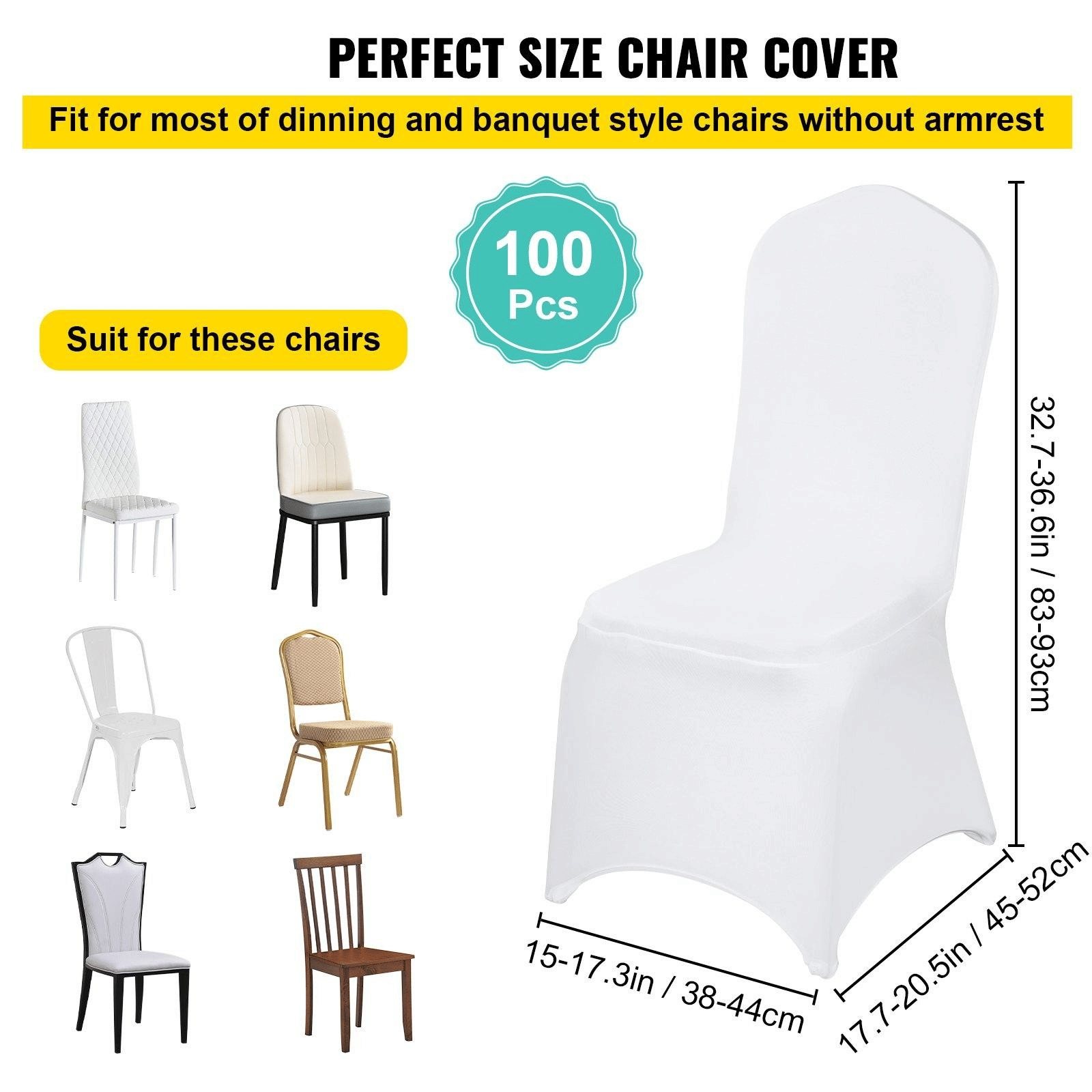 100PCS White Chair Covers Stretch Spandex Folding for Wedding Party Dining - Renee Lane Company