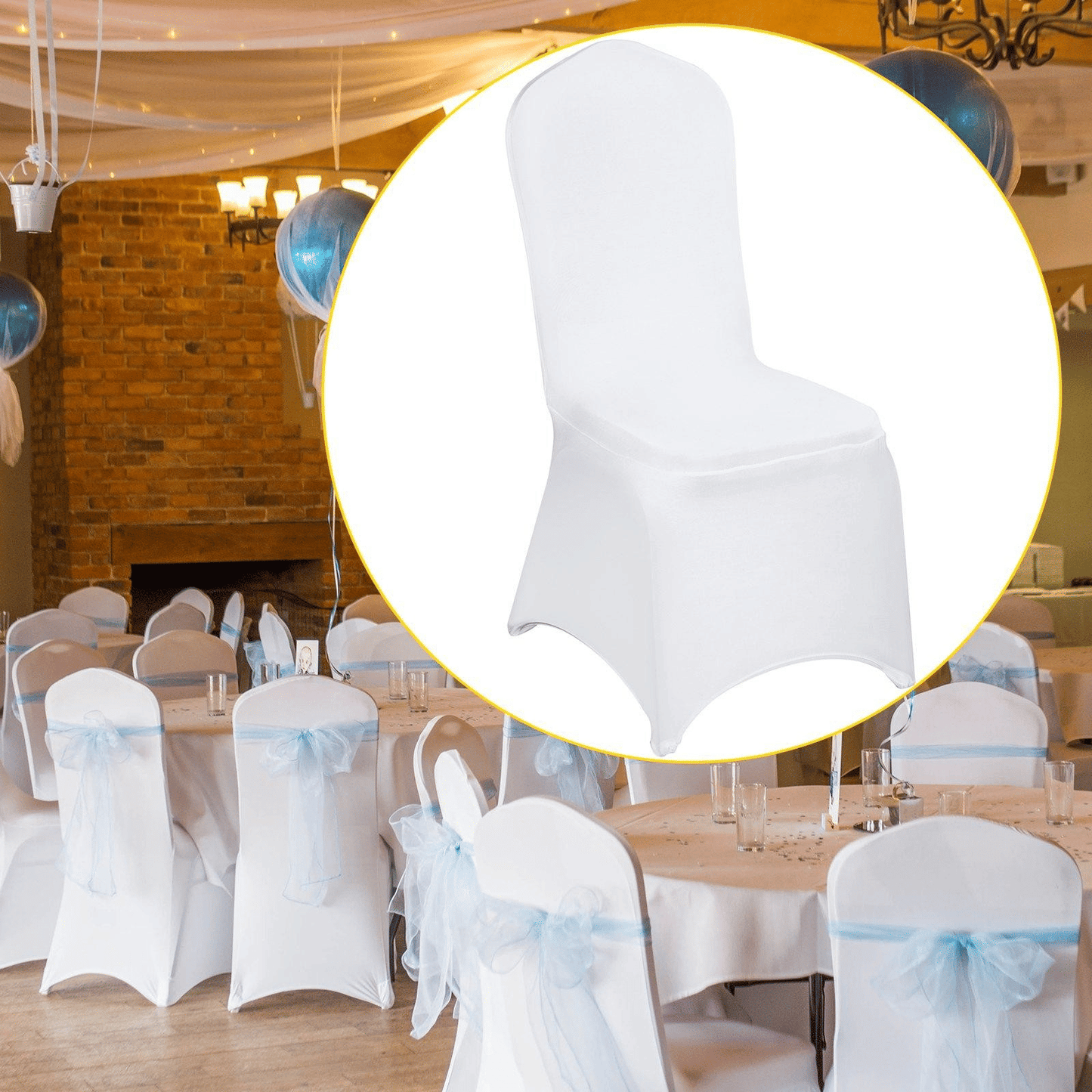 100PCS White Chair Covers Stretch Spandex Folding for Wedding Party Dining - Renee Lane Company