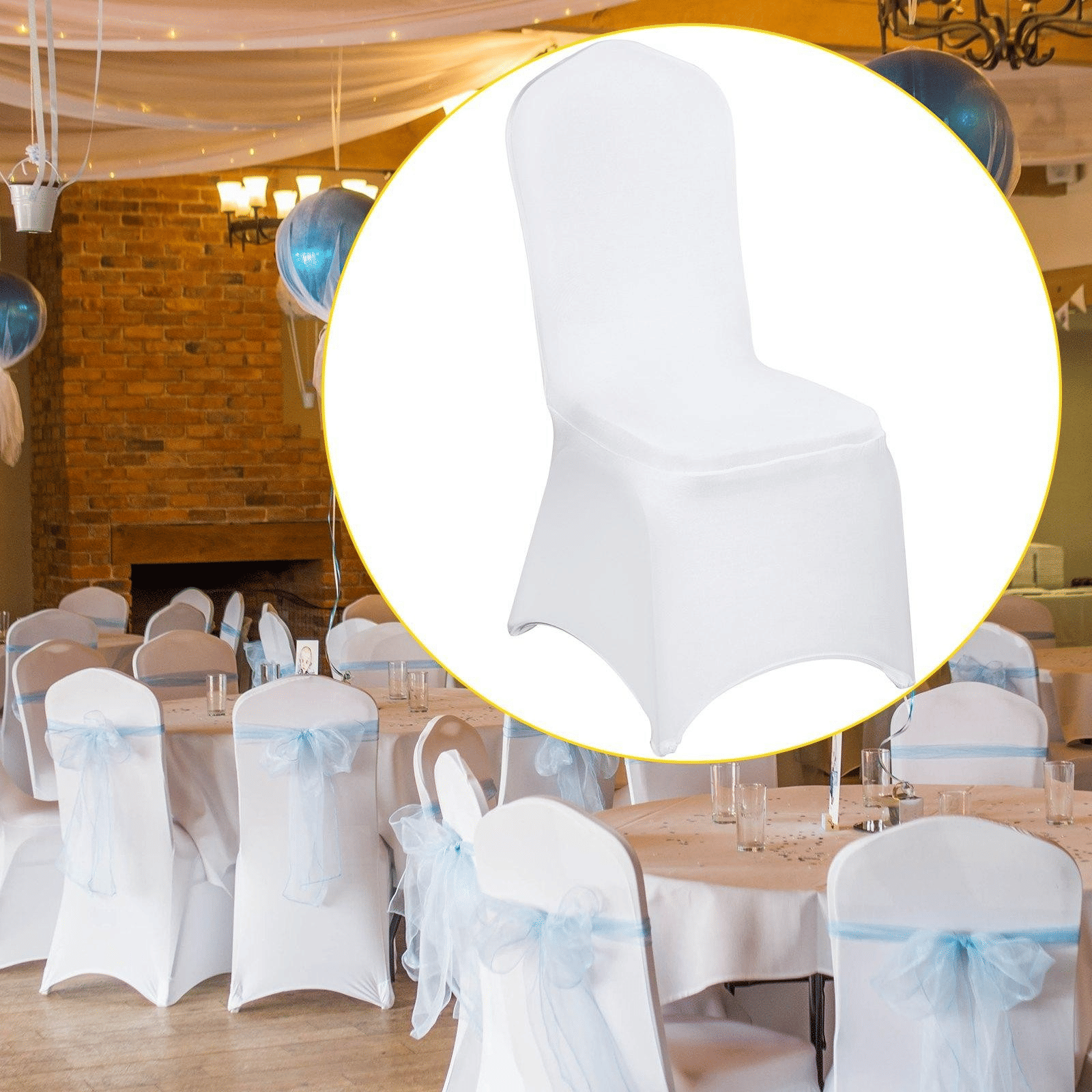 100PCS White Chair Covers Stretch Spandex Folding for Wedding Party Dining - Renee Lane Company