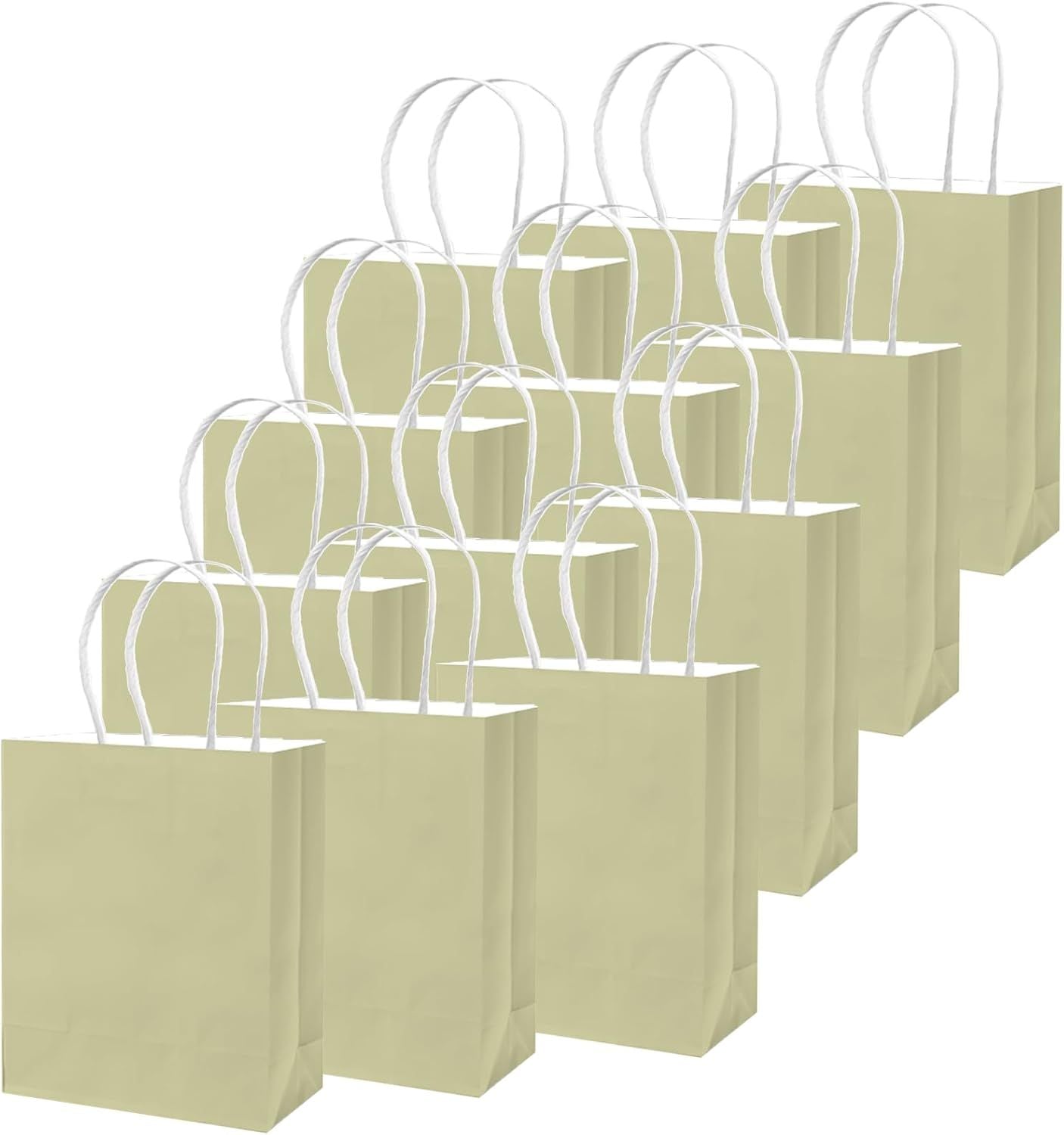 100Pcs Paper Gift Bag with Handles Eggshell Green Party Favor Bags Multiple Uses (8.3"x3"x6", Small Size) - Renee Lane Company