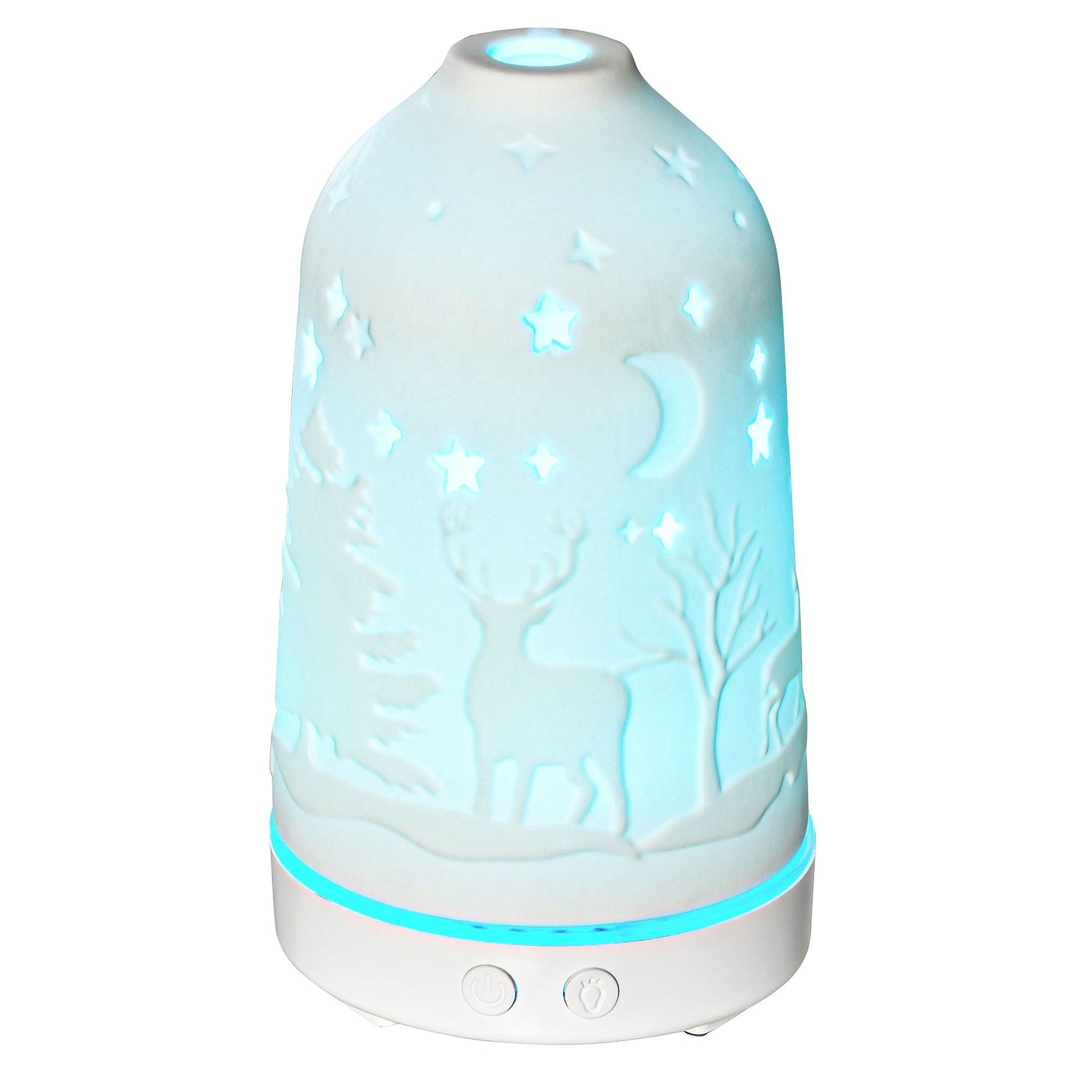 100ml Ultrasonic Aromatherapy Diffuser, Essential Oils Humidifier with Ceramic Cover, 7 Colors LED Lights, Timer, Waterless Auto-off for Home and Office, White - Renee Lane Company
