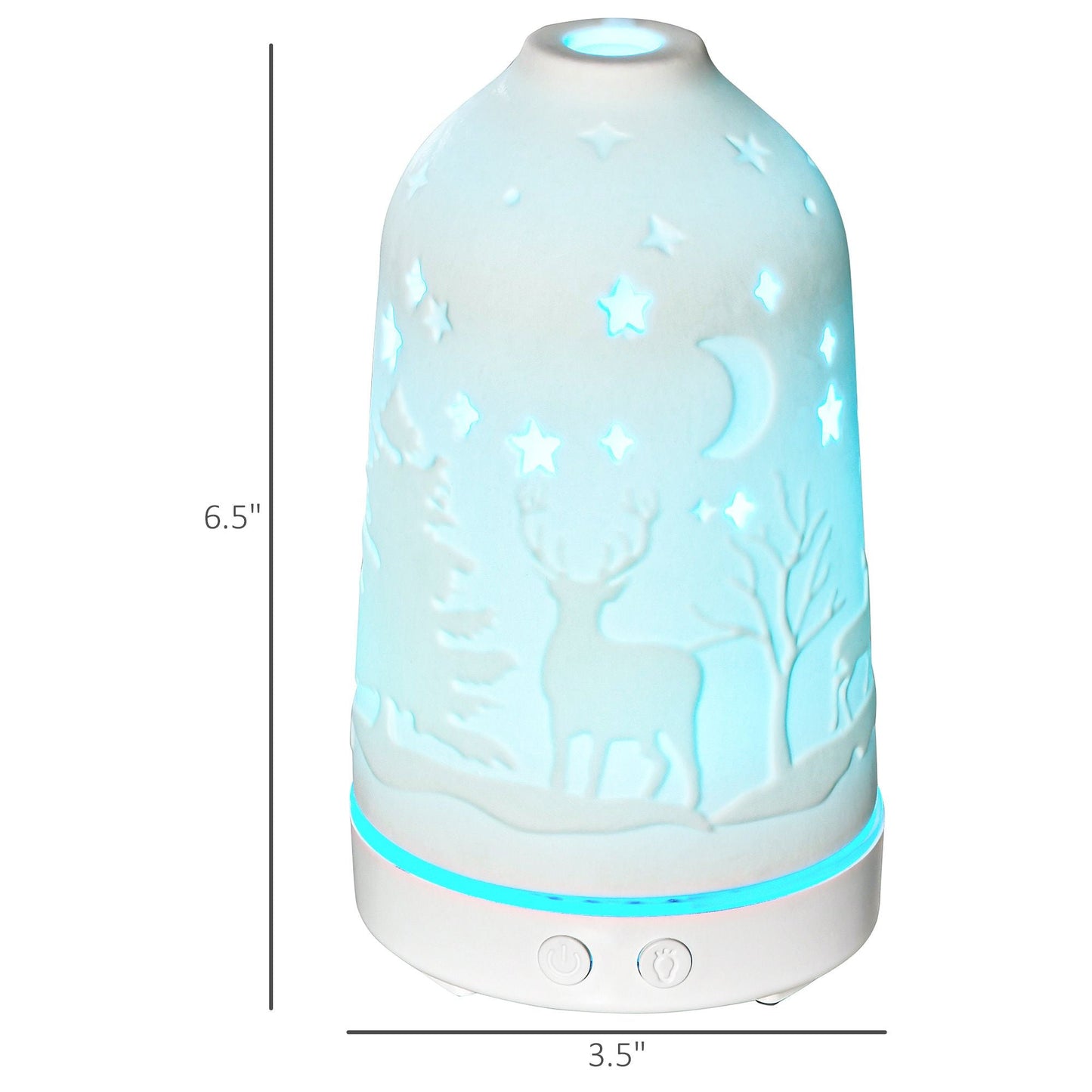 100ml Ultrasonic Aromatherapy Diffuser, Essential Oils Humidifier with Ceramic Cover, 7 Colors LED Lights, Timer, Waterless Auto-off for Home and Office, White - Renee Lane Company