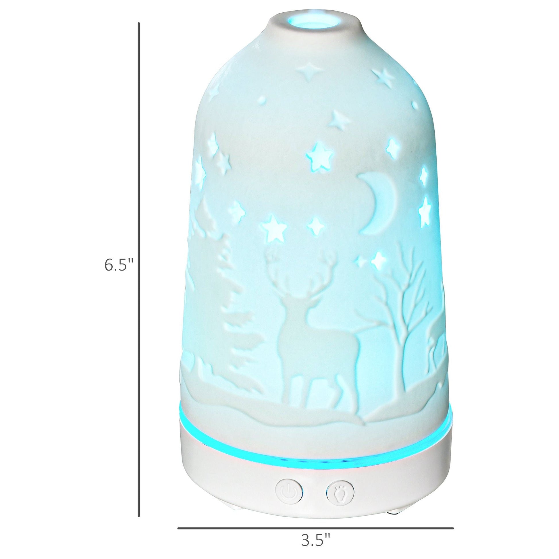 100ml Ultrasonic Aromatherapy Diffuser, Essential Oils Humidifier with Ceramic Cover, 7 Colors LED Lights, Timer, Waterless Auto-off for Home and Office, White - Renee Lane Company