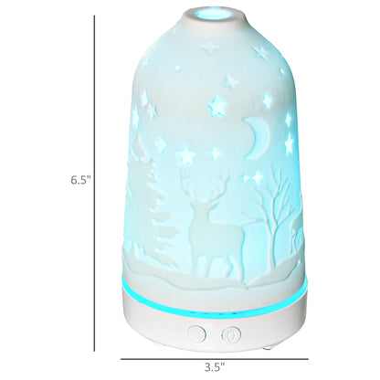 100ml Ultrasonic Aromatherapy Diffuser, Essential Oils Humidifier with Ceramic Cover, 7 Colors LED Lights, Timer, Waterless Auto-off for Home and Office, White - Renee Lane Company