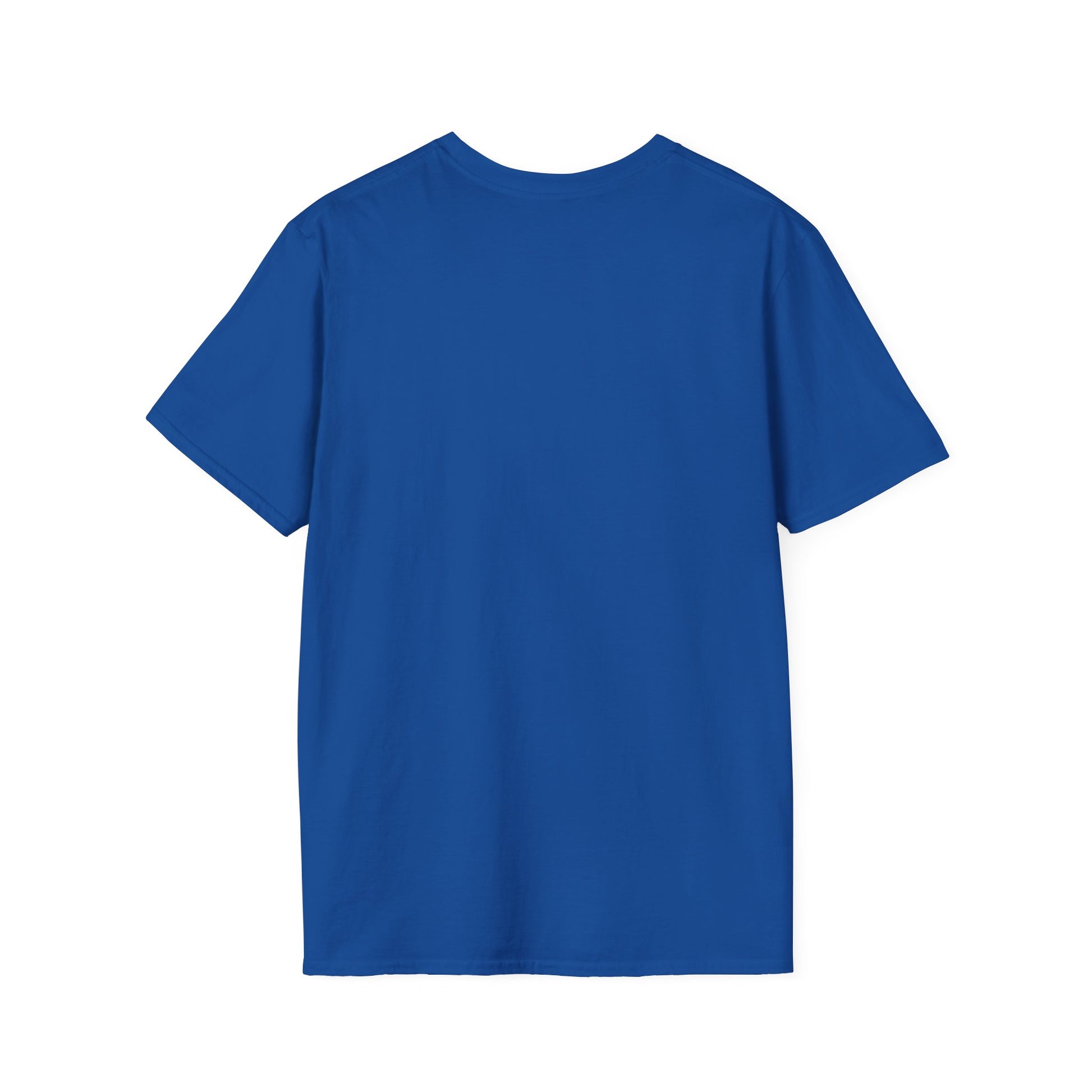 Graphic T-shirt, royal blue, solid color, plain back view