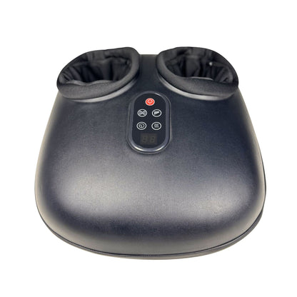 Dark foot massager with cushioned toe wells and top control panel
