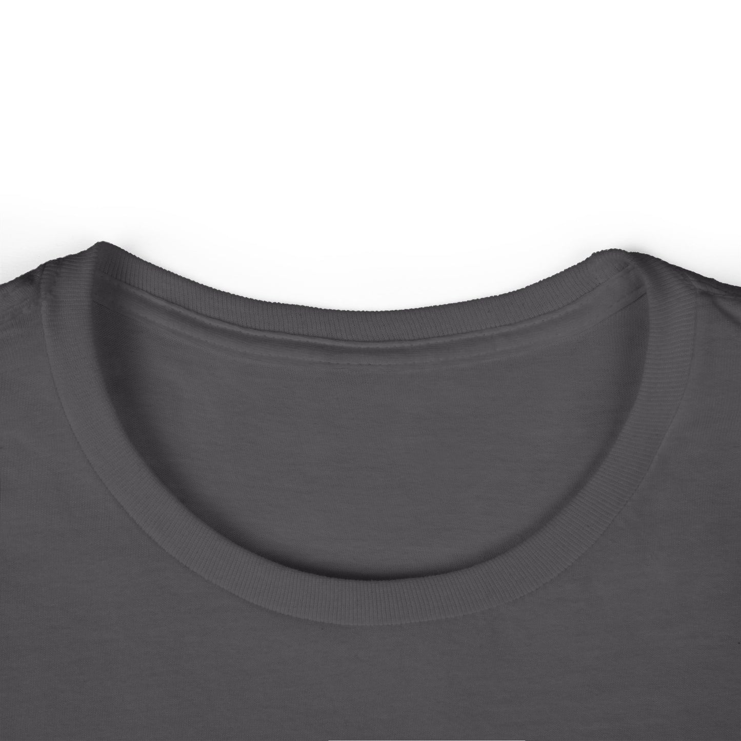 Charcoal crew-neck T-shirt, short sleeves, seamless shoulder seam design.