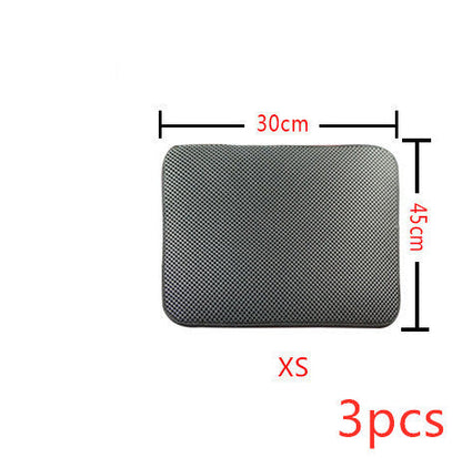 Double-layer cat litter mat pad, dark gray, 30x45 cm, 3-pack