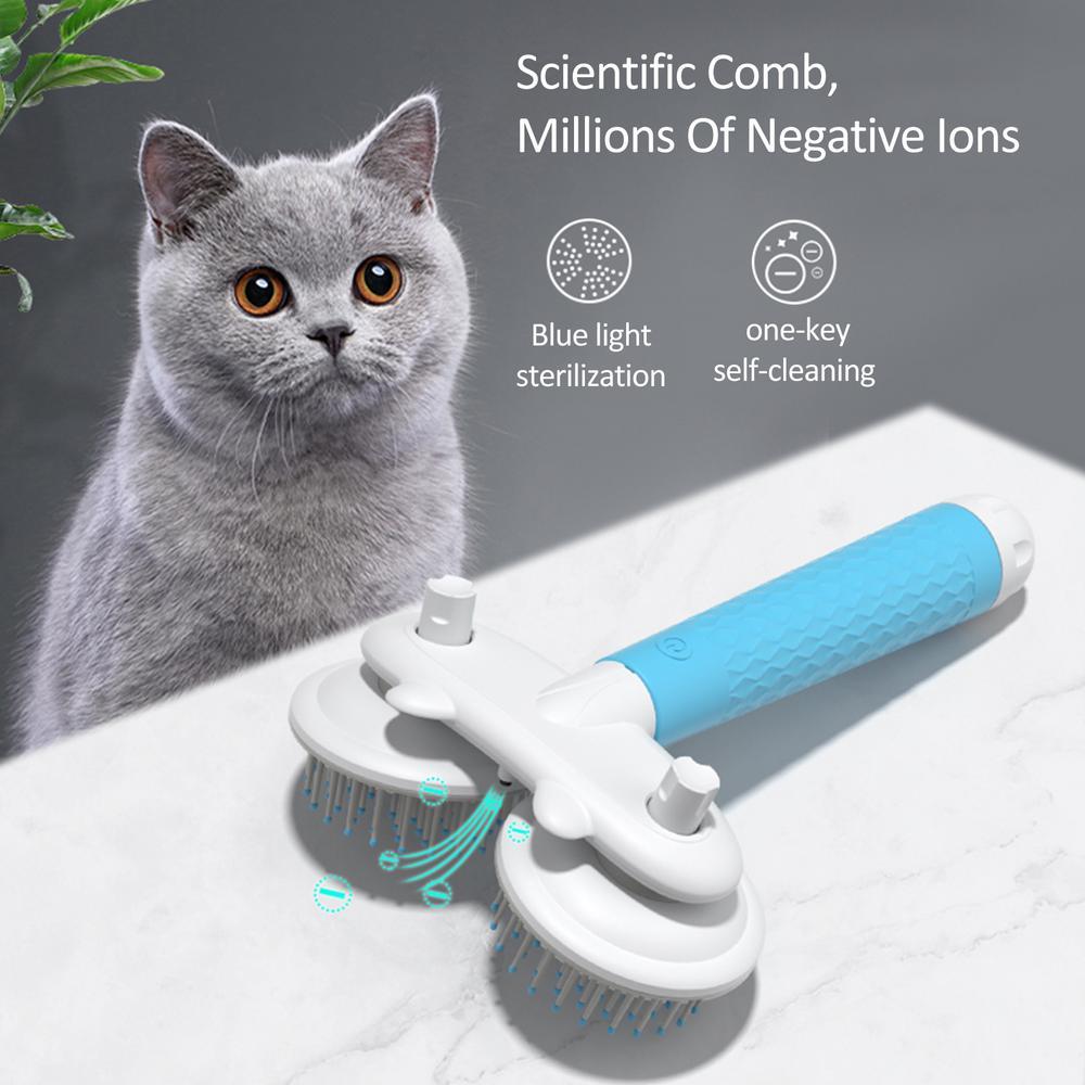 Pet Cat Brush Dog Slicker Brush Double-headed Negative Ion One-button Self Cleaning Dog Cat Hair Removal Pets Products - Renee Lane Company